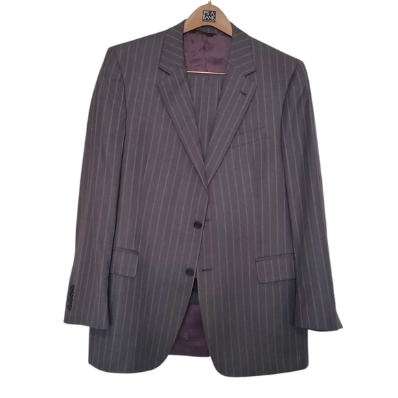 Jos A. Banks Men's Pinstripe Single Breasted Suit - Gray Size 42L Tailored - Picture 1 of 12